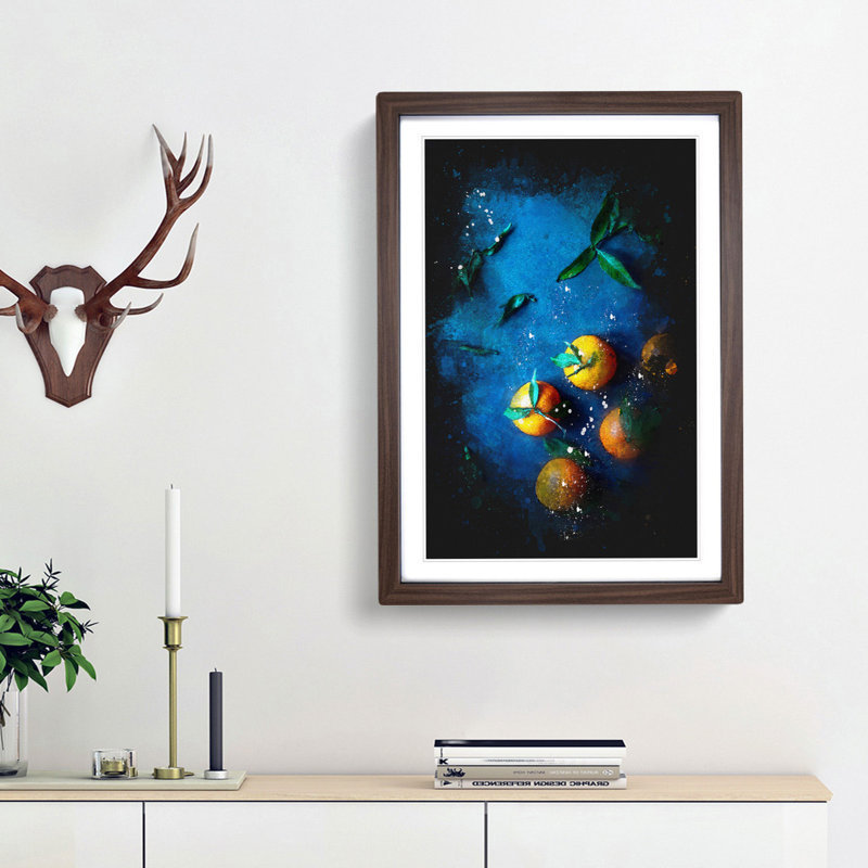Fresh Oranges - Picture Frame Graphic Art Print, 45cm H x 33cm W x 2cm D, Walnut Framed