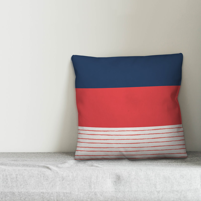 Polka Dots Outdoor Throw Pillow, 20" x 20", No Fill, Navy/Red/White