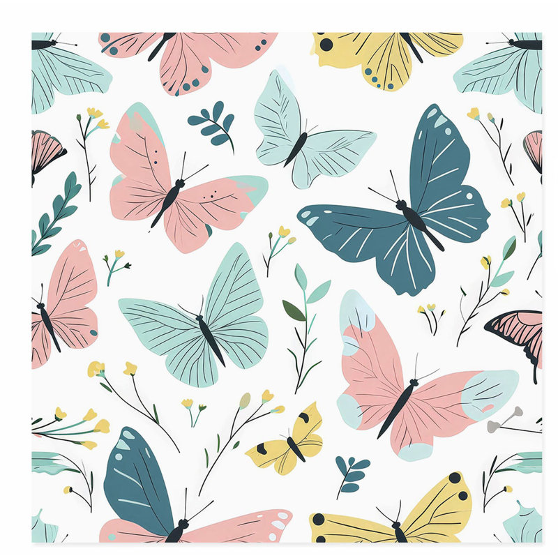«Animals Butterfly Symphony I Cottage», reproduction d'art non encadrée, H 28 po x l 28 po