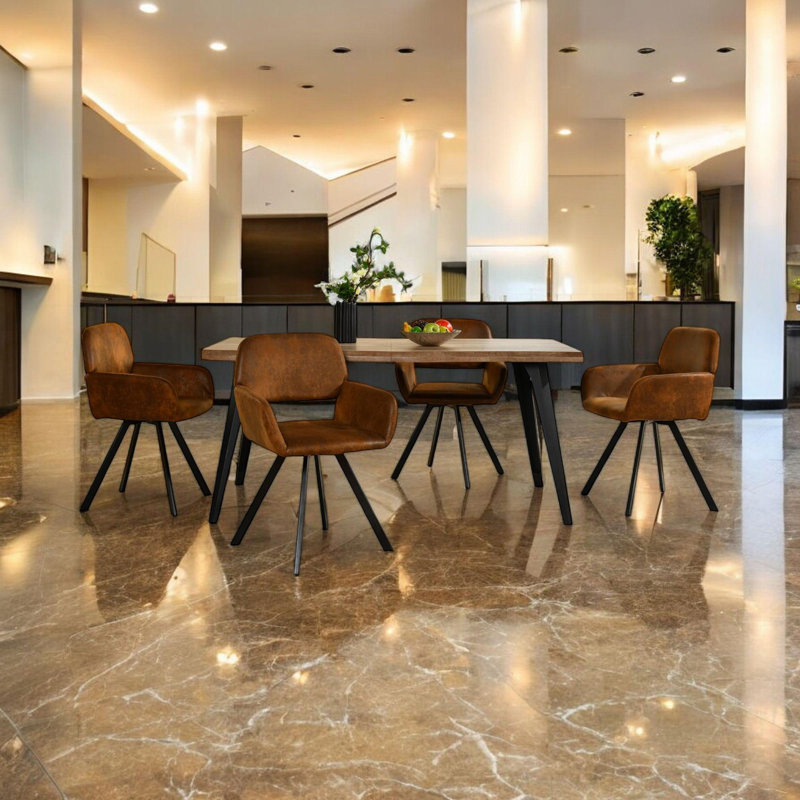 Ensemble de sièges de réception 5 pièces - Table rectangulaire avec fauteuils pivotants en faux suède, mobilier de bureau commercial moderne