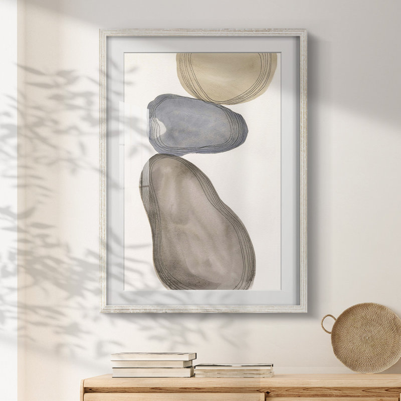 River Rocks Contour II - impression encadrée, H 19,5 po x l 16,5 po, Blanc