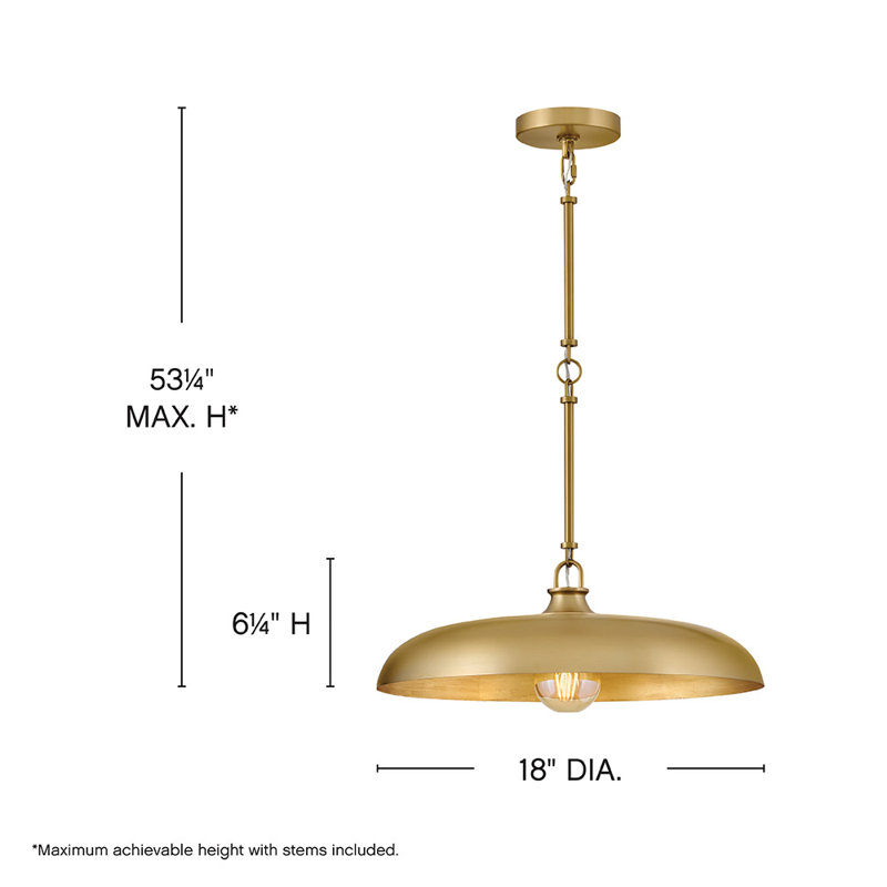 Sadie 1 - Light Steel Chandelier, Lacquered Brass, 6.25" H x 18" W x 18" D
