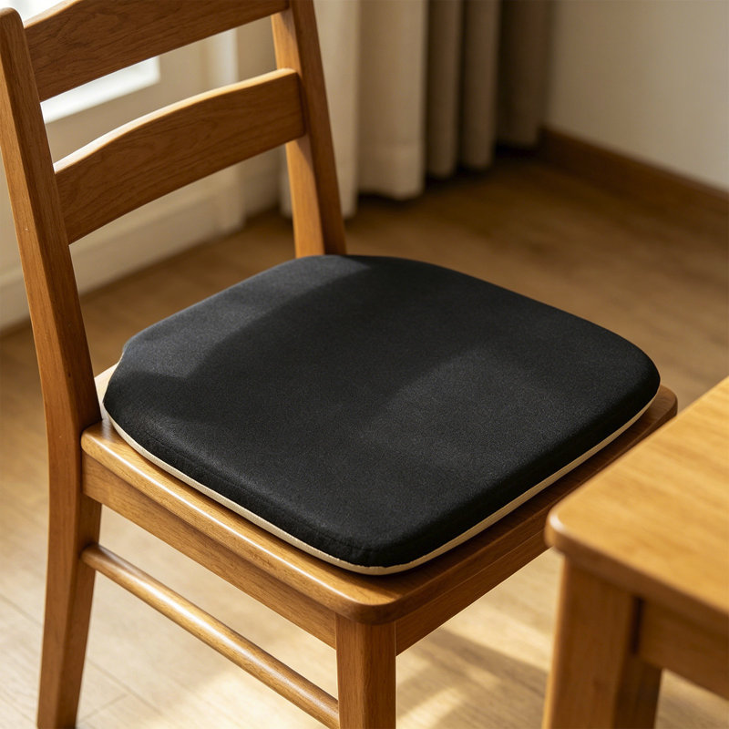 Summer Flax And Linen Horseshoe Shaped Chair Cushions Dining Chair Cushions With Straps Non-sliped, Black