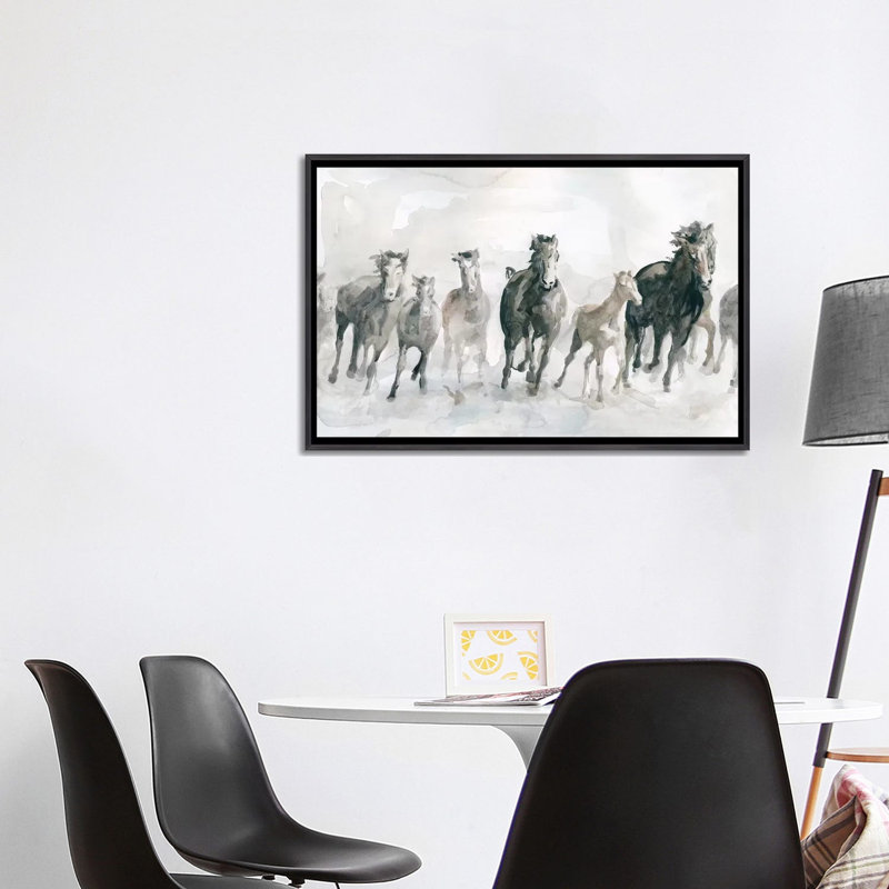 " Running Wild " by Carol Robinson, No Mat, Distressed Black Framed Canvas, 26" H x 40" W x 1.5" D