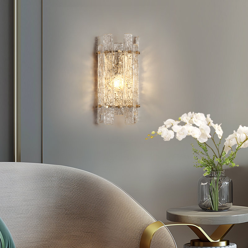 Daine 1-Light Iron Textured Glass Wall Sconce
