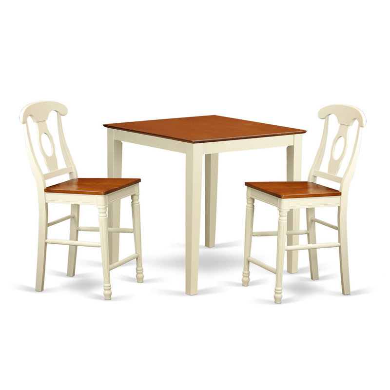 Ensemble de comptoir de cuisine 3 pièces pour petits espaces comprenant une table de salle à manger carrée et 2 chaises de salle à manger, babeurre et cerise