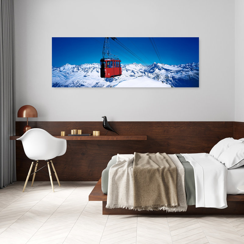 Téléphérique Andermatt, art abstrait contemporain de montagne en hiver en Suisse, H 20 po x l 60 po