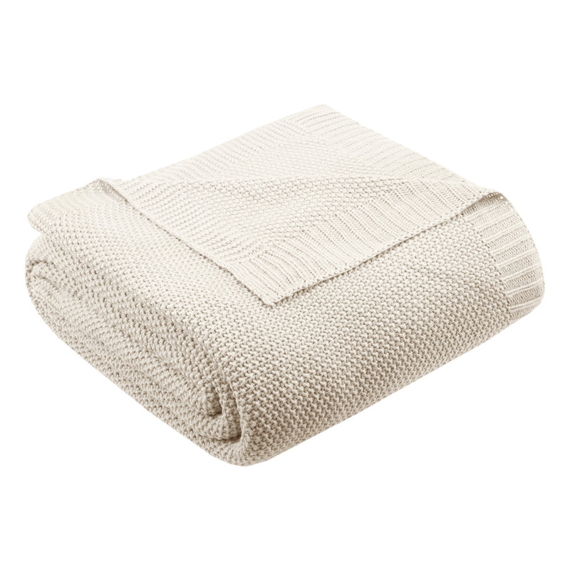 Ivory Twin Knitted Acrylic Machine Washable Blanket