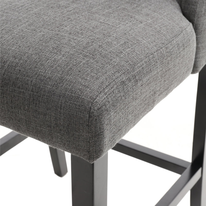 Schillinger Upholstered Counter Stool with Solid Wood Frame, Light Grey