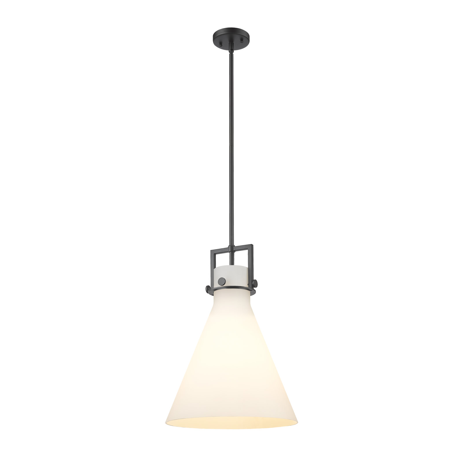 Coterie Single Light Glass Dimmable Pendant, 19.13" H x 14" W x 14" D, Matte White, Matte Black