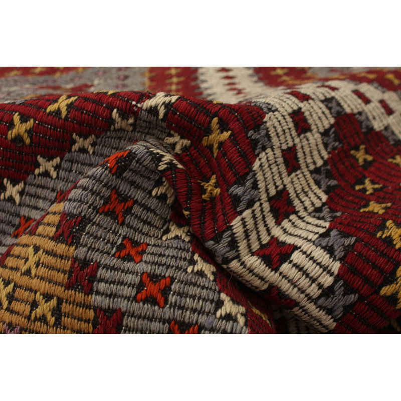 Tapis crème / rouge foncé en laine noué à la main 6,4 pi x 10,10 pi Port Pirie