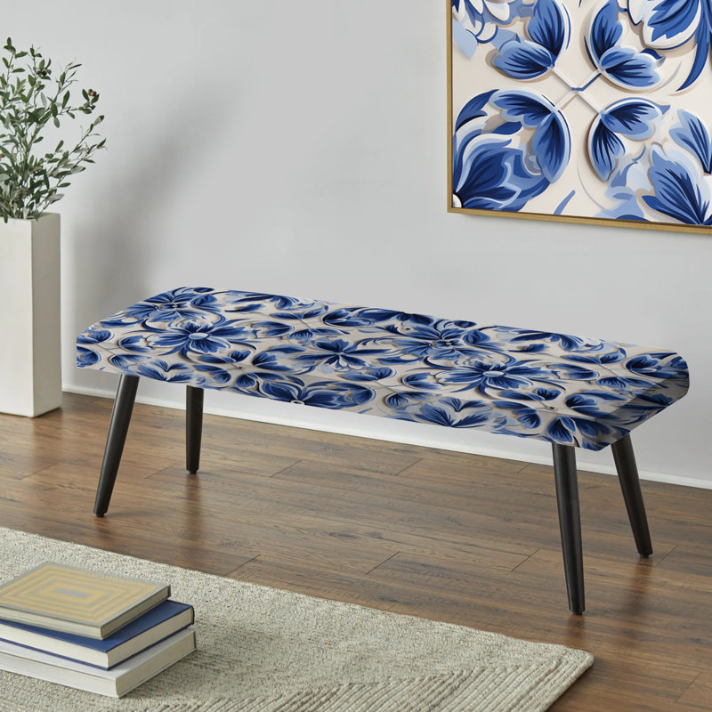 Banc en tissu damassé noir Cobalt