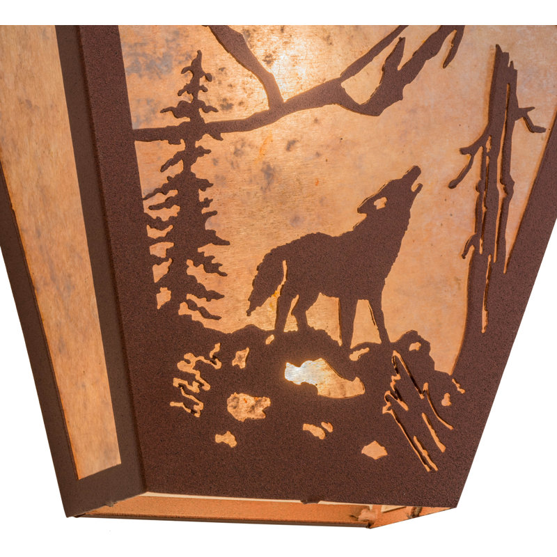 Wolf on the Loose 2 - Light Flush Mounted Sconce, Rust