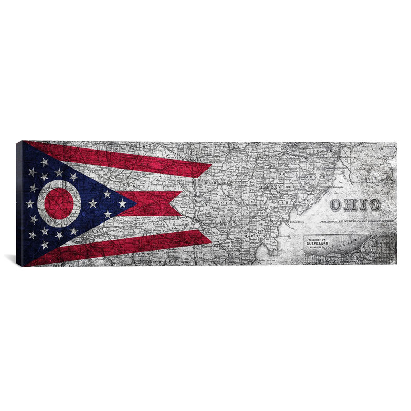 «Flags Ohio», impression panoramique sur toile, H 12 po x l 36 po x P 1,5 po