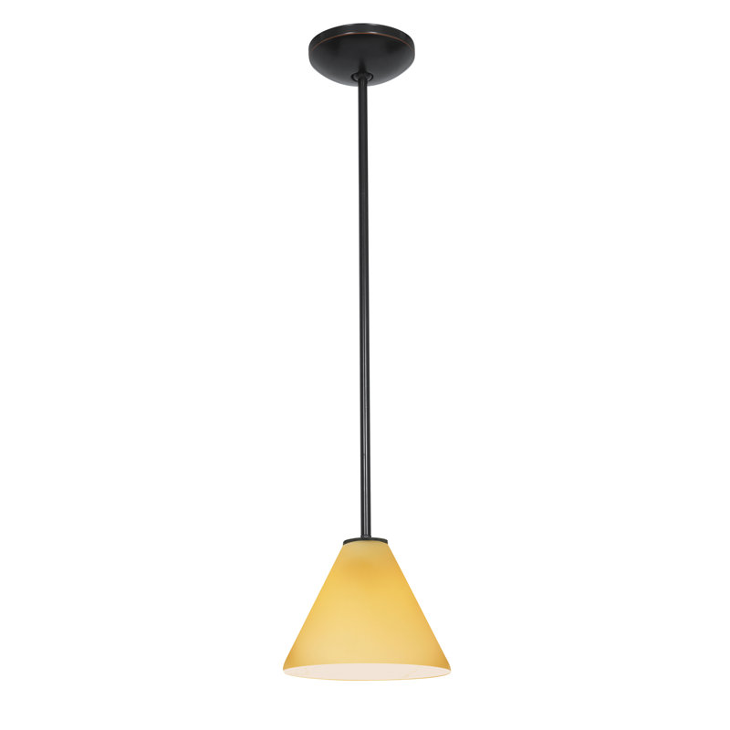 Cathey 1 - Light Single Pendant, Amber, Oil Rubbed Bronze, Rod