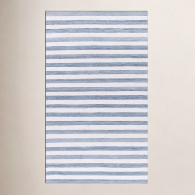 Rockaway Blue Hand-Woven Striped Outdoor Rug