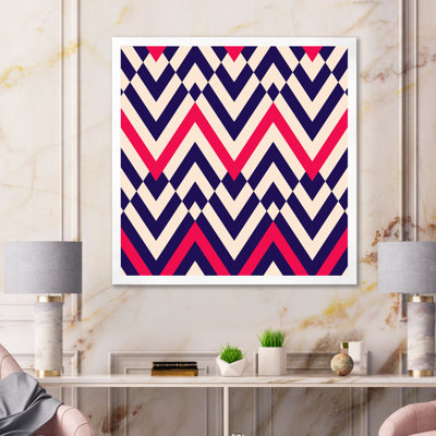 Chevron rouge, blanc et noir II - reproduction d'art sur toile à motifs