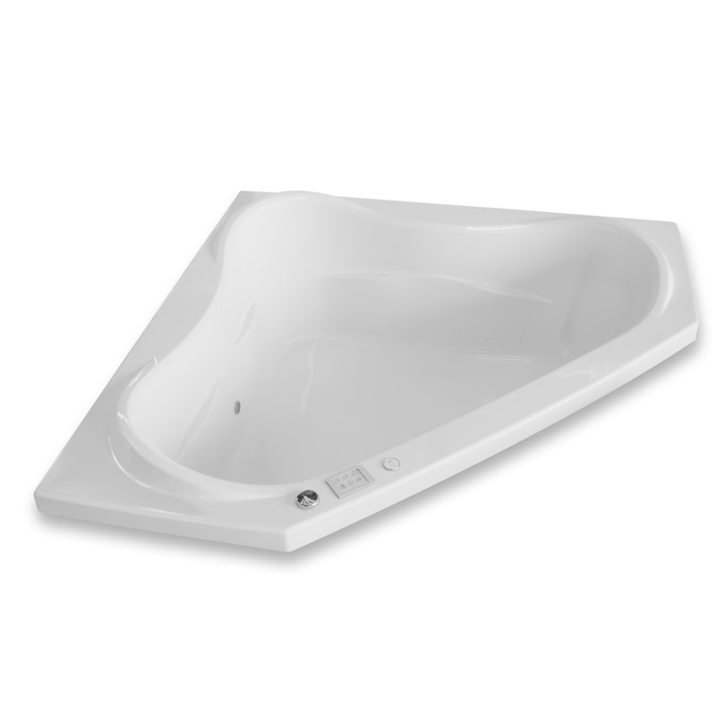 Signature 59.75'' x 59.75'' Corner Soaking Acrylic Bathtub with Faucet, Biscuit