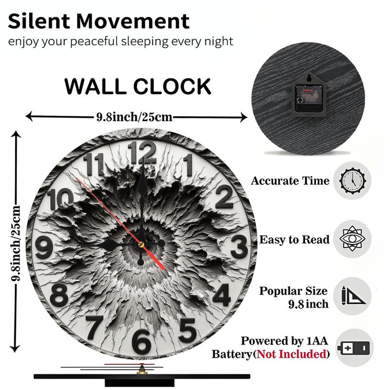Unique Crackle Texture Wall Clock Home Decor