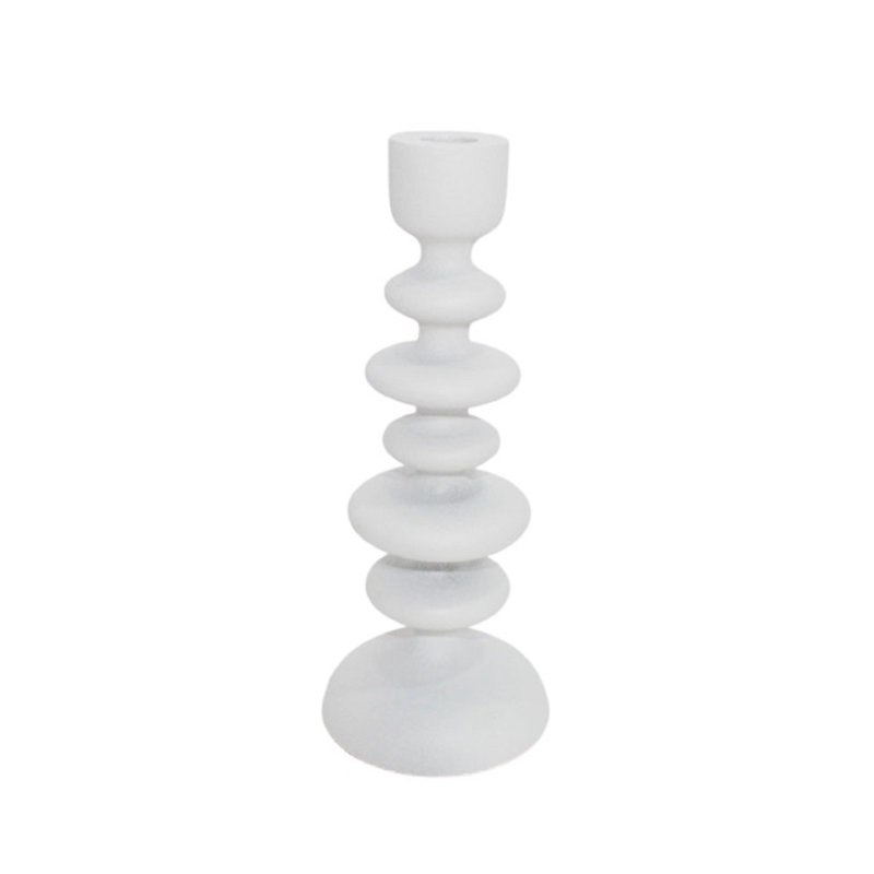 Porte-bougie en aluminium Giedre, H 10,25 po x l 4 po x P 4 po, Blanc