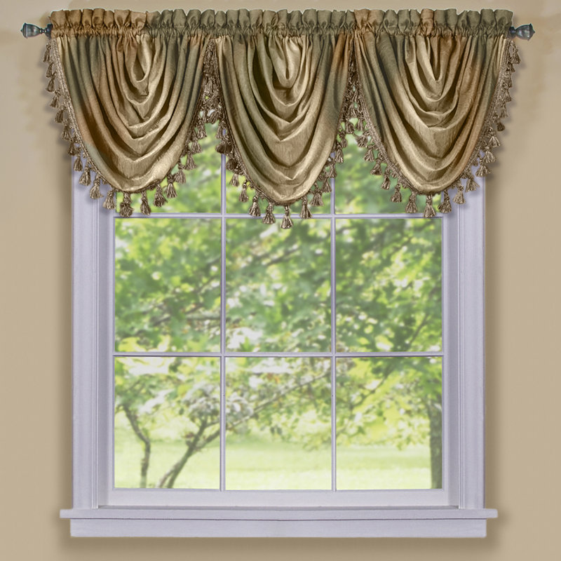 Velia Ombre Balloon 46'' W Window Valance, Earth