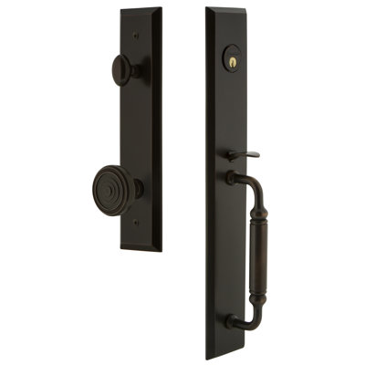 Fifth Avenue Handleset with Single Cylinder Deadbolt and Soleil Door Knob and Rosette