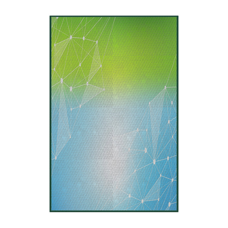 Tapis bleu/vert à motifs, Rectangle 3 pi x 5 pi