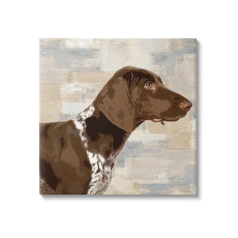 Portrait d'un chien pointeur regardant, Keri Rodgers, H 17 po x l 17 po, Cadre blanc