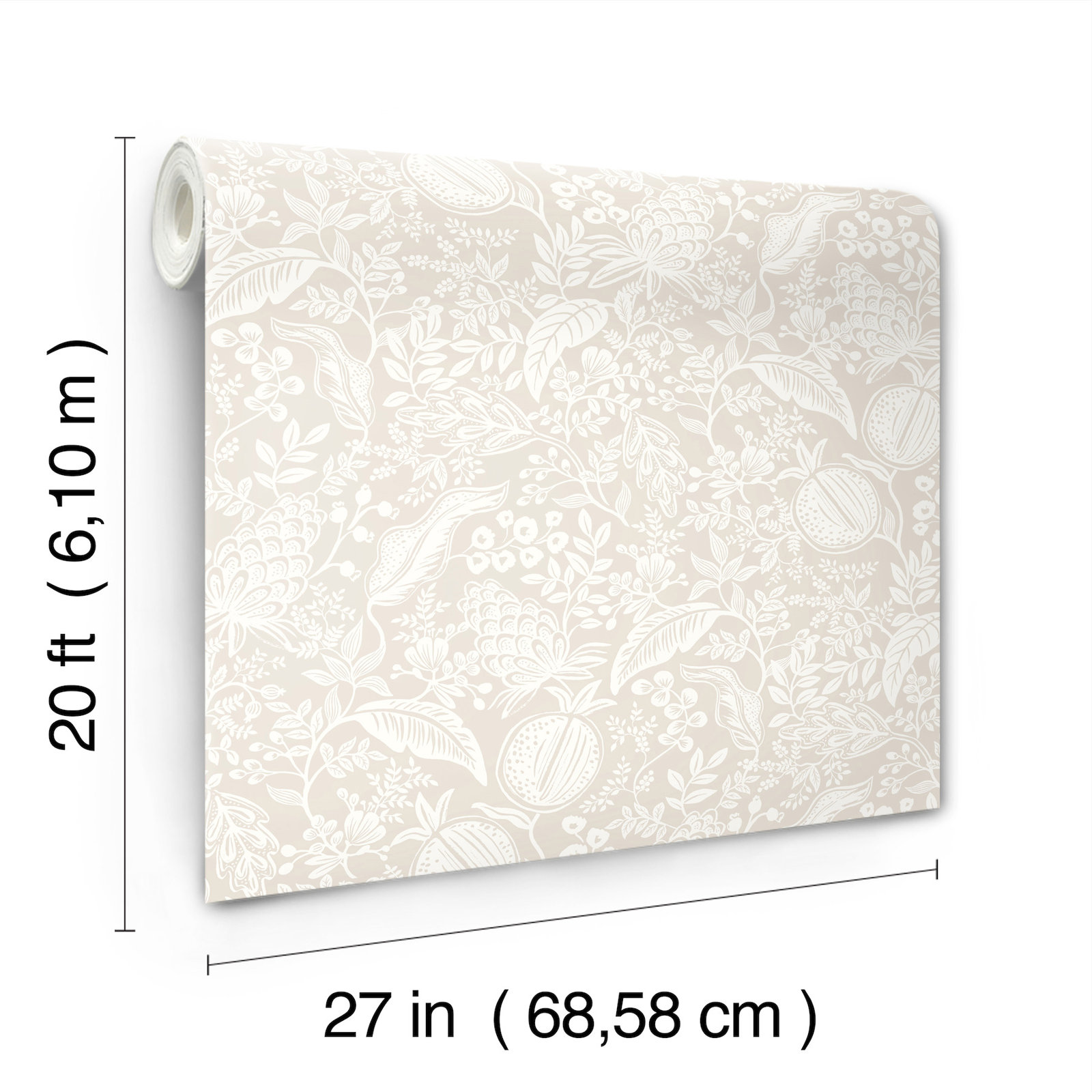 Pomegranate White Peel and Stick Wallpaper, Beige