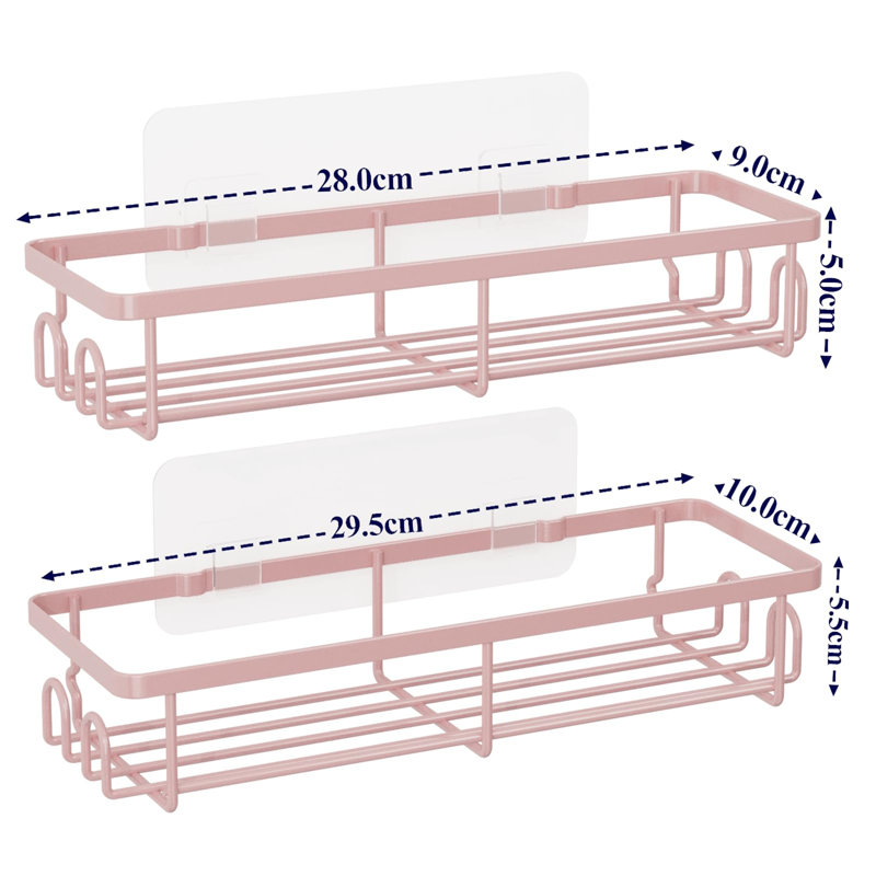 2 Pack Rustproof Shower Caddy, Pink