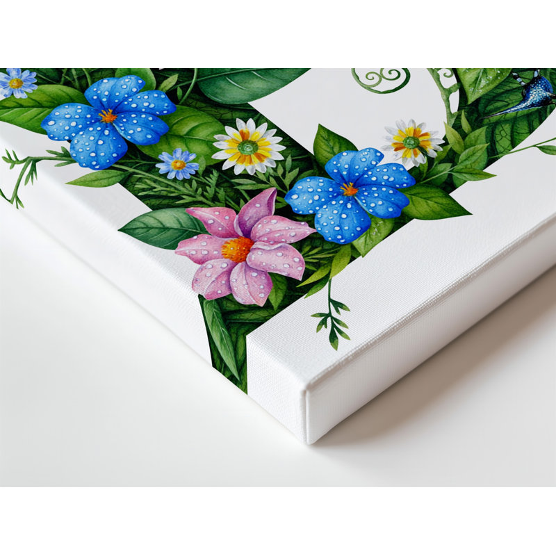 Toile, une grande lettre au design complexe B émerge d'un art mural tapissier de verdure luxuriante avec sa surface texturée