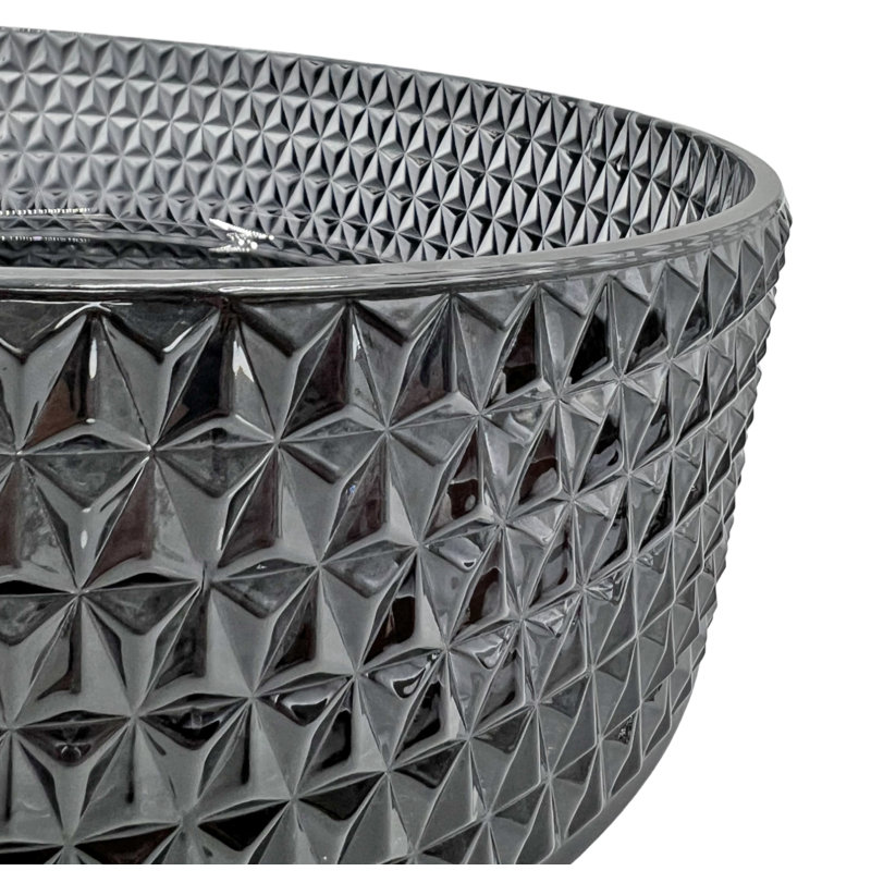 Lavabo de salle de bain rond en verre texturé 14 po Scotch - Collection Timeless, 14", Noir