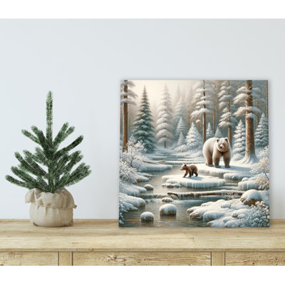 " Winter Serenity: Majestic Bears In Snow-Covered Forest Landscape "