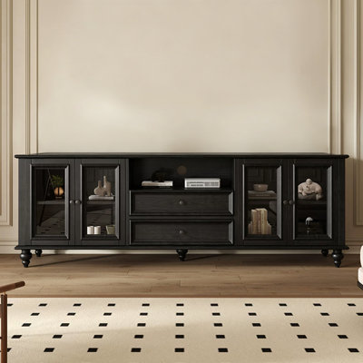 Meuble télé rétro en bois massif noir