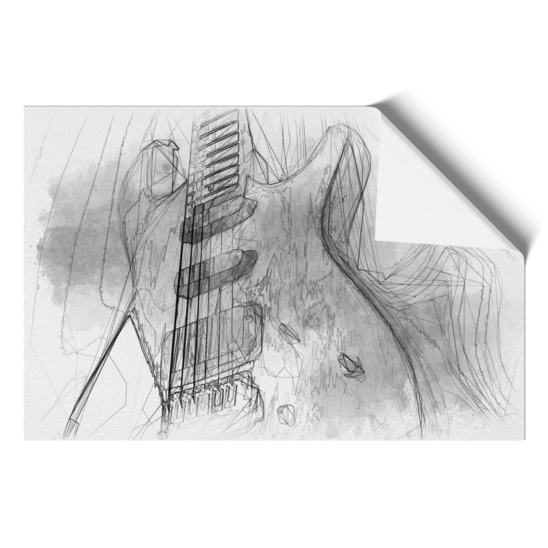 Electric Guitar Sketch - Frameless Print, 30cm H x 42cm W x 0.1cm D