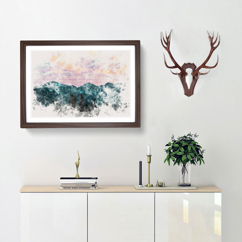Mountain Divide - Framed Print, 62cm H x 87cm W x 2cm D, Walnut Framed