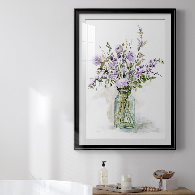«Purple Passion I», reproduction encadrée de qualité supérieure - prête à être accrochée, Noir