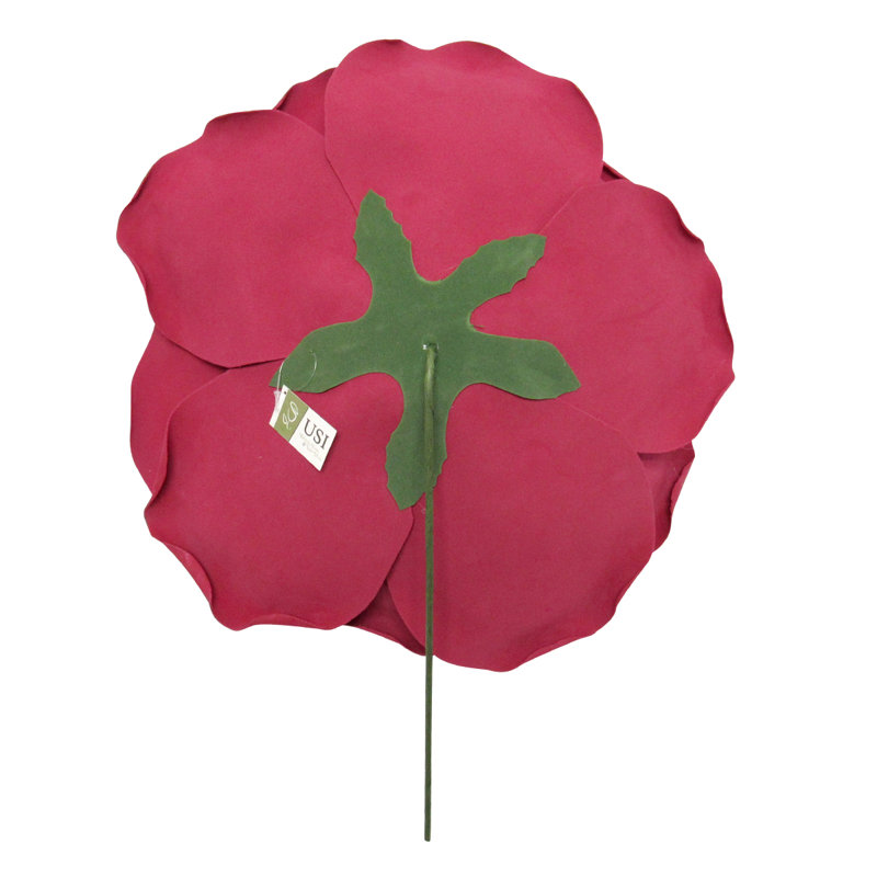 Grande tige rose en mousse, H 20 po x l 20 po x 7,5 po, Bourgogne