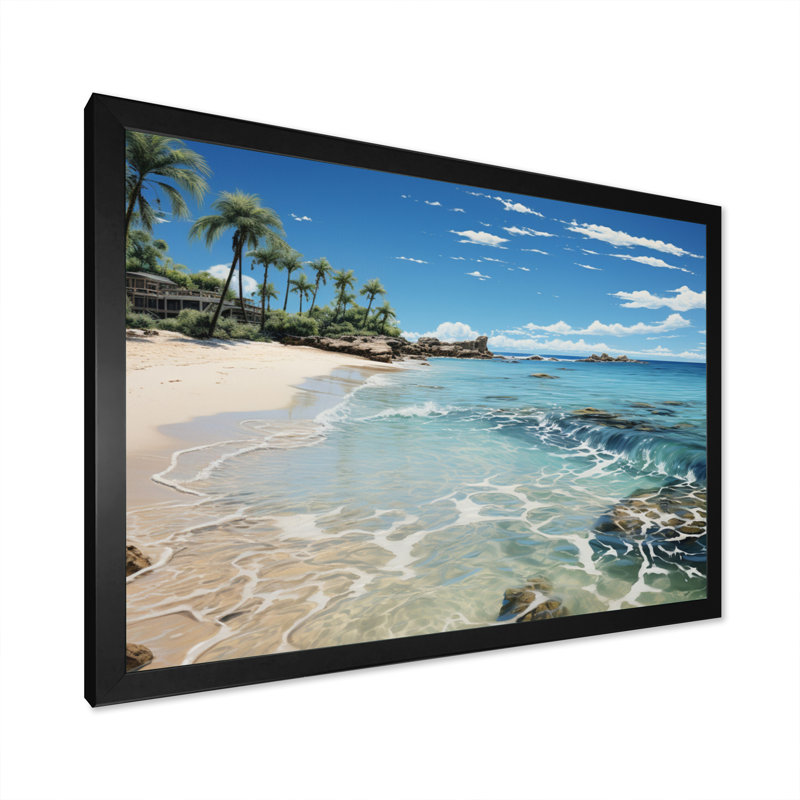 «Beach Sandy Paradise I», reproduction d'art sur toile encadrée, H 30 po x l 40 po x P 1,5 po, Cadre photo noir