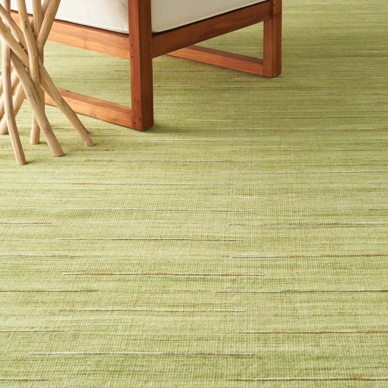 Anerinda Solid Hand Loomed Wool/Cotton Area Rug in Green, Rectangle 9' x 12'
