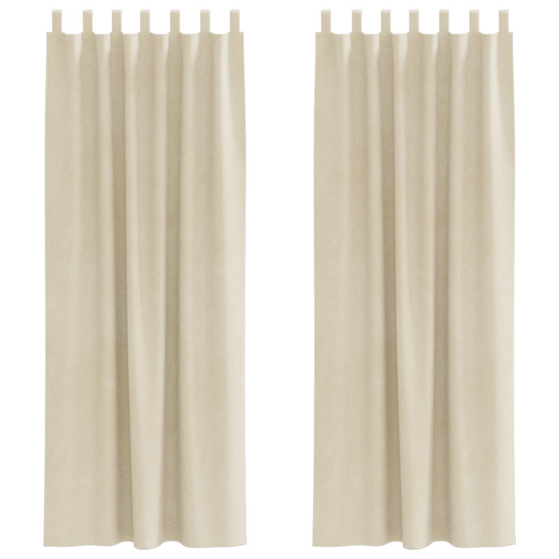 Blackout Curtains With Hanging Loops 2 Pcs Velvet, Cream, 55.1" W x 88.6" L