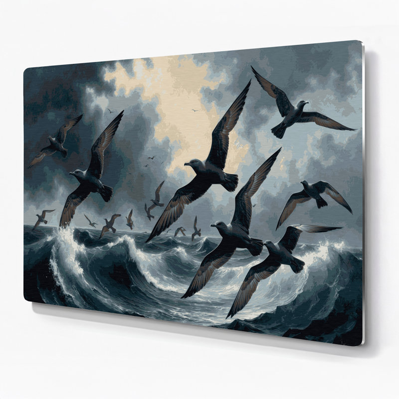 Oiseaux Sooty Shearwater, art mural en métal bleu, H 11 po x l 14 po
