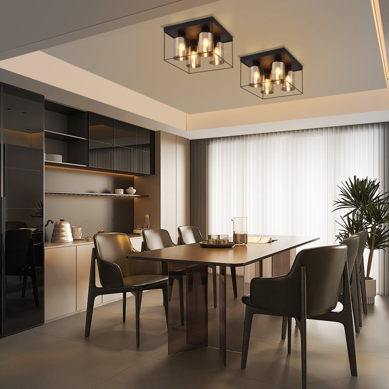 Alvarenga Flush Ceiling Light E27 Glass Design