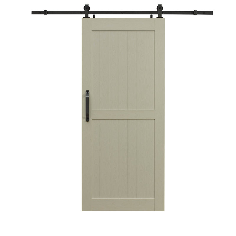 Porte de grange à panneaux en PVC / vinyle Montana avec ensemble de quincaillerie d'installation, 36 po x 84 po