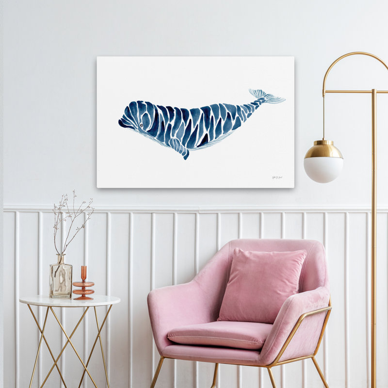 Baleine béluga côtière; Baleine béluga bleu marine, H 36 po x l 24 po