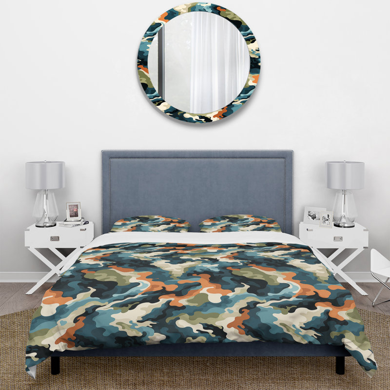 Green Nomad Camo Elegance III - Ensemble de housse de couette camouflage, Housse de couette pour très grand lit et 2 très