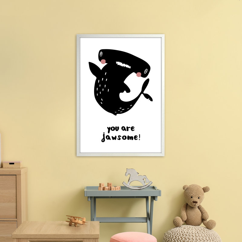 Shark by Miniofmine - Print, 88cm H x 64cm W x 3cm D, Brown Framed