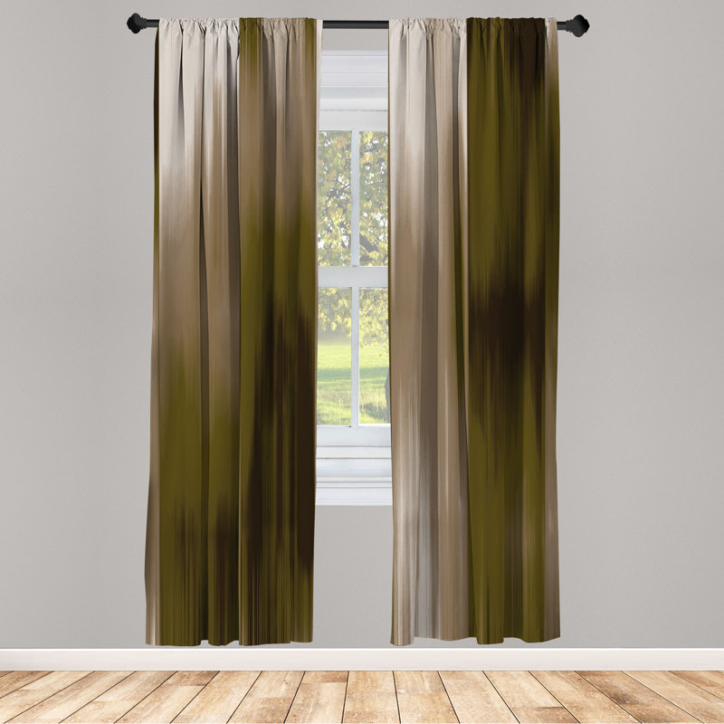 Microfiber Floral Semi-Sheer Rod Pocket Curtain Panels, 28" W x 95" L, Dark Green