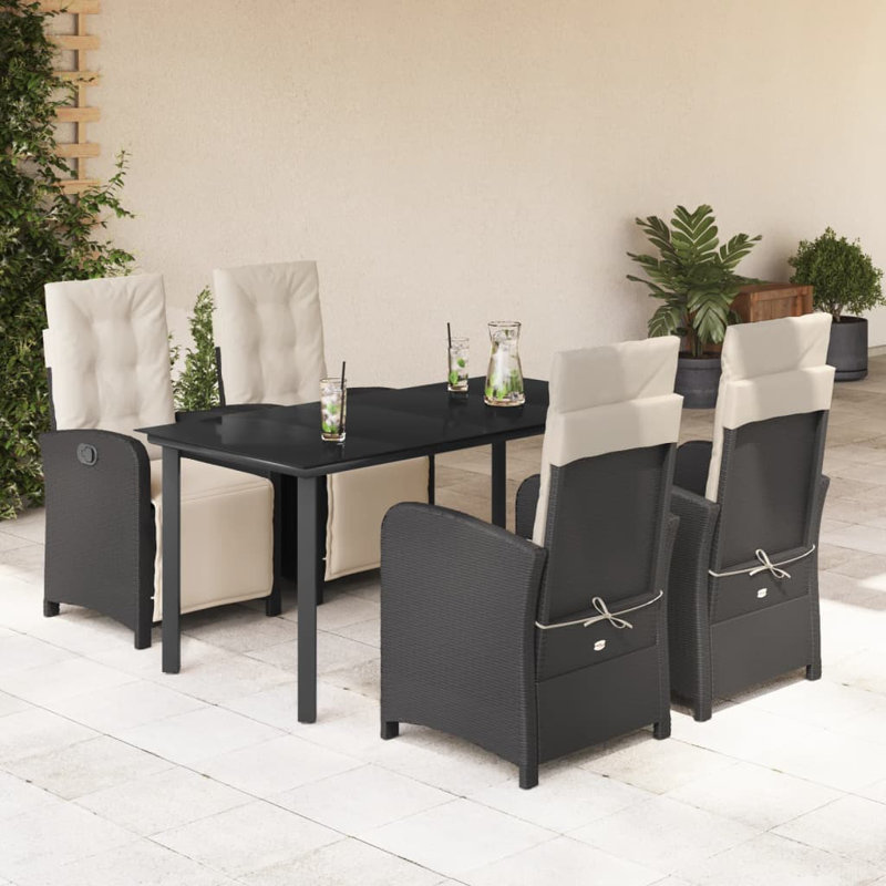 Ensemble repas extérieur Makiley, Noir, 4, H 29,1 po x l 63 po x P 31,5 po
