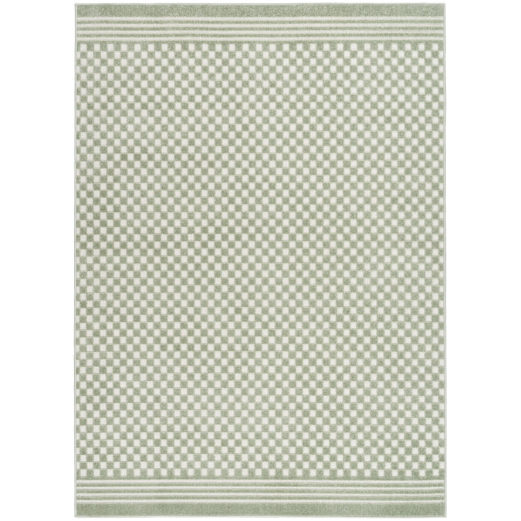 Ebern Designs Care Free Green Modern Indoor Rug